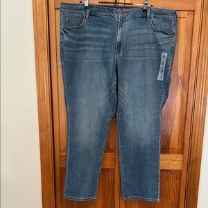 Old Navy Power Slim Straight Jeans 24W Midrise Blue Stretch Denim New